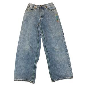 VTG Coogi Australian Barrel Jeans Girls Size 12 High Rise Wide Leg Embroidered